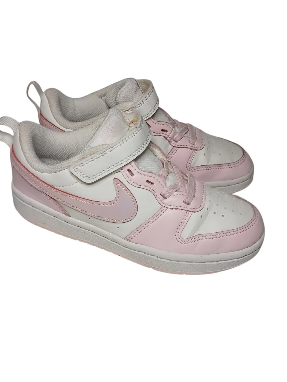Nike Kids Court Borough  Pink Low 2 PS Sneakers with Hook-and-Loop Strap 13.5C